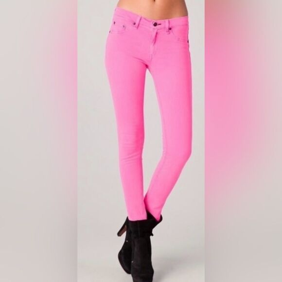 Rag & Bone neon pink jean legging size 25 - Picture 1 of 12